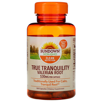 Sundown Naturals True Tranquility, корень валерианы, 530 мг, 100 капсул