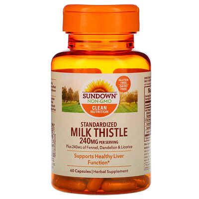 

Sundown Naturals Standardized Milk Thistle, 240 mg, 60 Capsules