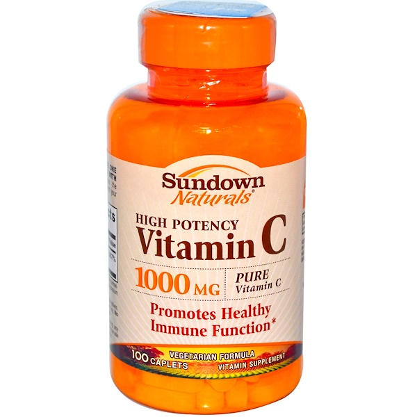 Sundown Naturals, High Potency Vitamin C, 1000 mg, 100 Caplets (Discontinued Item) 