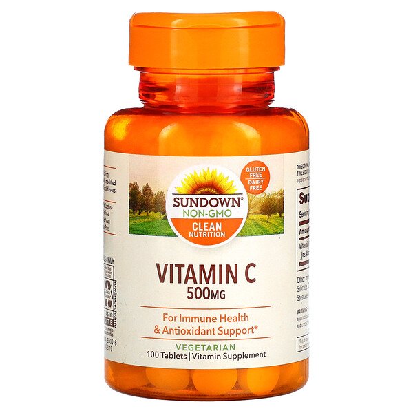 Sundown Naturals‏, ויטמין C‏, 500 מ"ג, 100 טבליות