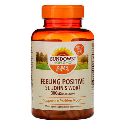Sundown Naturals Feeling Positive, зверобой, 300 мг, 150 капсул