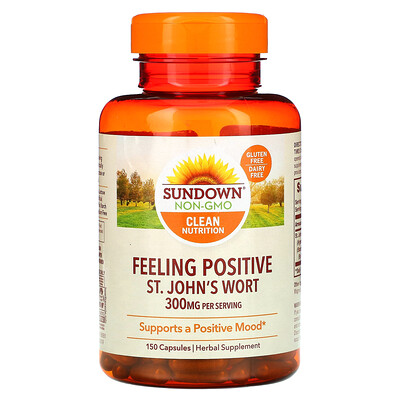 

Sundown Naturals, Feeling Positive, St. John's Wort, 150 mg, 150 Capsules