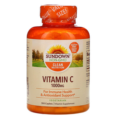 Sundown Naturals Витамин С, 1000 мг, 300 капсуловидных таблеток