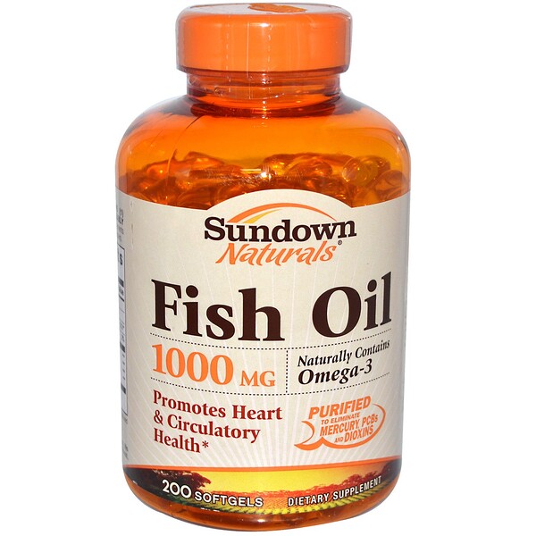Sundown Naturals, Fish Oil, 1000 mg, 200 Softgels (Discontinued Item) 