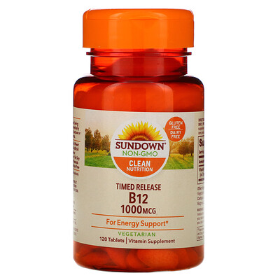 Sundown Naturals Витамин B12, 1000 мкг, 120 таблеток