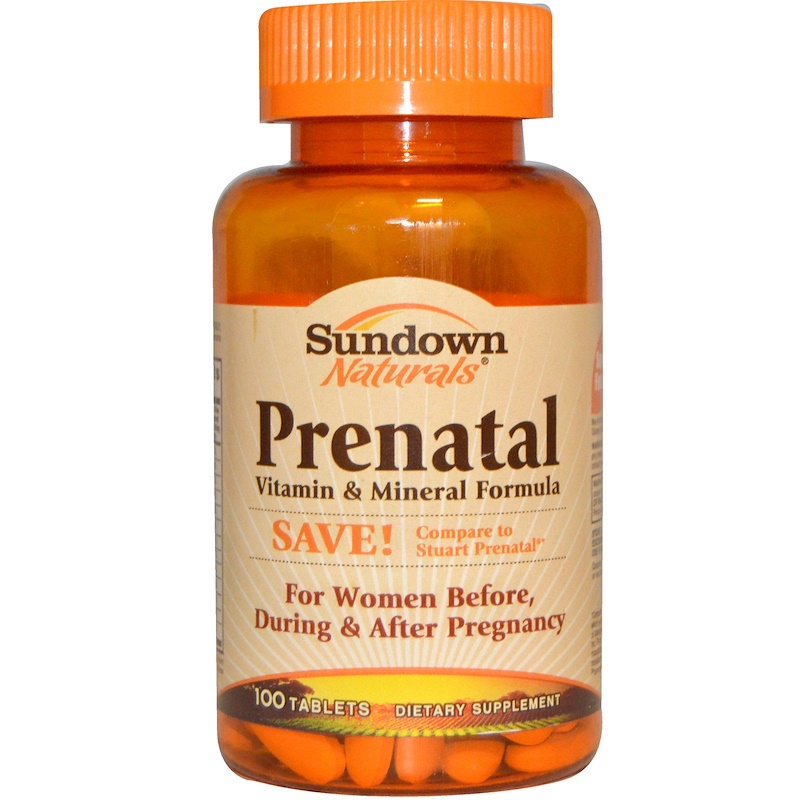 Sundown Naturals, Prenatal, Vitamin & Mineral Formula, 100 Tablets iHerb