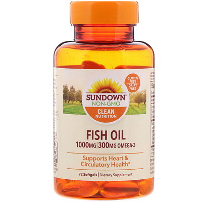 Sundown Naturals Fish Oil, 1000 mg, 72 Softgels