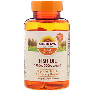 Sundown Naturals, Fish Oil, 1,000 mg, 72 Softgels
