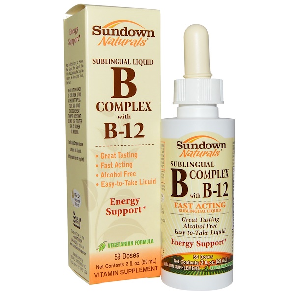 Sundown Naturals, Сублингвальный комплекс витаминов В с витамином В-12, 2 жидкие унции (59 мл)