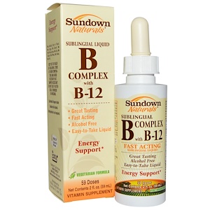 Купить Sundown Naturals, Сублингвальный комплекс витаминов В с витамином В-12, 2 жидкие унции (59 мл)  на IHerb