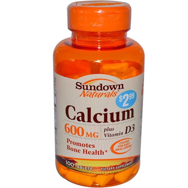 Sundown Naturals, Calcium Plus Vitamin D3, 600 mg, 100 Tablets (Discontinued Item) 