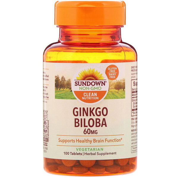 Sundown Naturals, ΠΠΈΠ½ΠΊΠ³ΠΎ Π±ΠΈΠ»ΠΎΠ±Π°, 60Β ΠΌΠ³, 100Β ΡΠ°Π±Π»Π΅ΡΠΎΠΊ