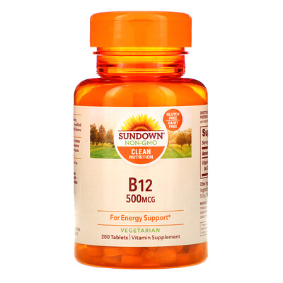 Sundown Naturals B-12, 500 мкг, 200 таблеток