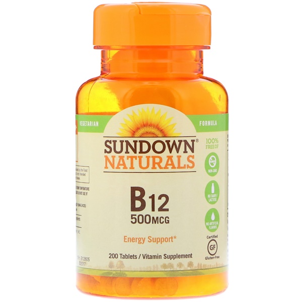 Sundown Naturals, B-12, 500 mcg, 200 Tablets