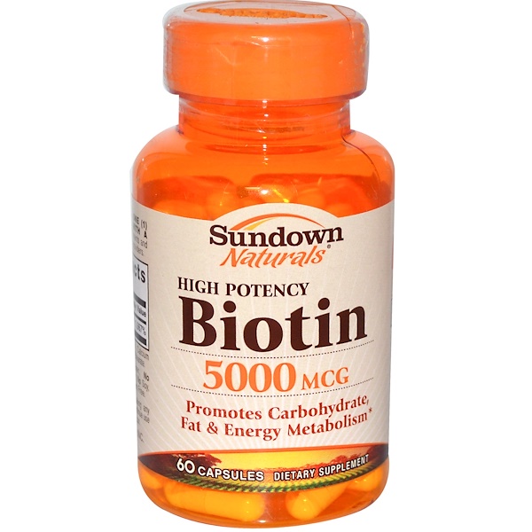 Sundown Naturals, High Potency Biotin, 5000 mcg, 60 Capsules (Discontinued Item) 
