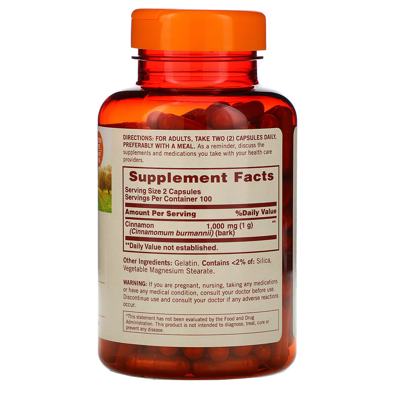 Sundown Naturals, Cinnamon, 1000 mg, 200 Capsules iHerb