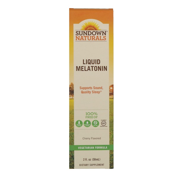 Sundown Naturals, Жидкий мелатонин, Со вкусом вишни, 2 ж. унц.(59 мл)