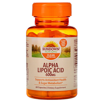 Sundown Naturals Альфа-липоевая кислота, 600 мг, 60 капсул