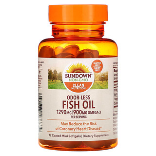 Sundown Naturals, Odor-Less Fish Oil, 645 mg, 72 Coated Mini Softgels
