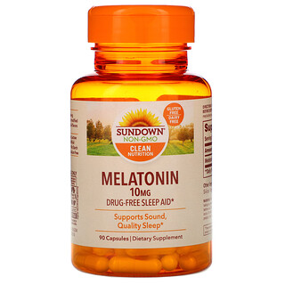 Sundown Naturals, Melatonina, 10 mg, 90 cápsulas