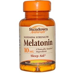 Sundown Naturals, Мелатонин, максимальная сила, 10 мг, 90 капсул