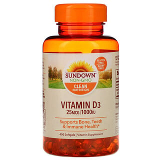 Sundown Naturals, فيتامين د3، 25 مكجم (1,000 وحدة دولية)، 400 كبسولة هلامية