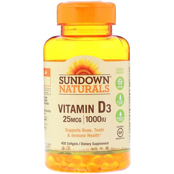 Sundown Naturals Vitamin D3 25 Mcg 1 000 Iu 400 Softgels