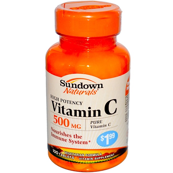 Sundown Naturals, Витамин C высокой активности, 500 мг, 100 таблеток (Discontinued Item) 