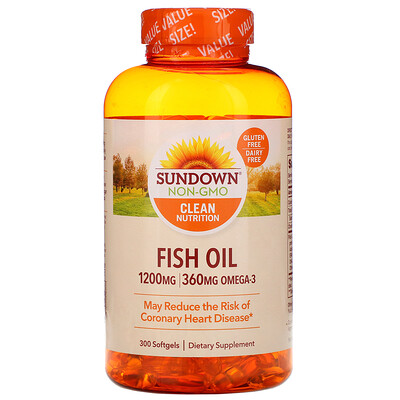 Sundown Naturals Рыбий жир, 1200 мг, 300 мягких таблеток