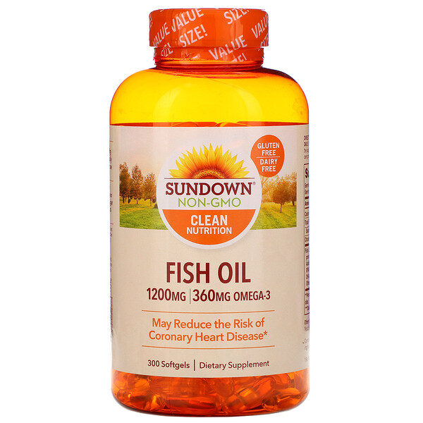 Sundown Naturals, Рыбий жир, 1200 мг, 300 мягких таблеток
