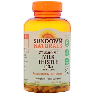 Sundown Naturals, Стандартизированная расторопша пятнистая, 240 мг, 250 капсул