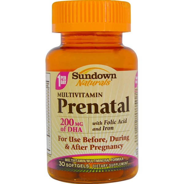 Sundown Naturals, Prenatal, Multivitamin, With Folic Acid and Iron, 30