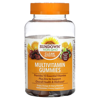 

Sundown Naturals Мультивитаминные жевательные конфеты, со вкусом винограда, апельсина и вишни, 120 шт.