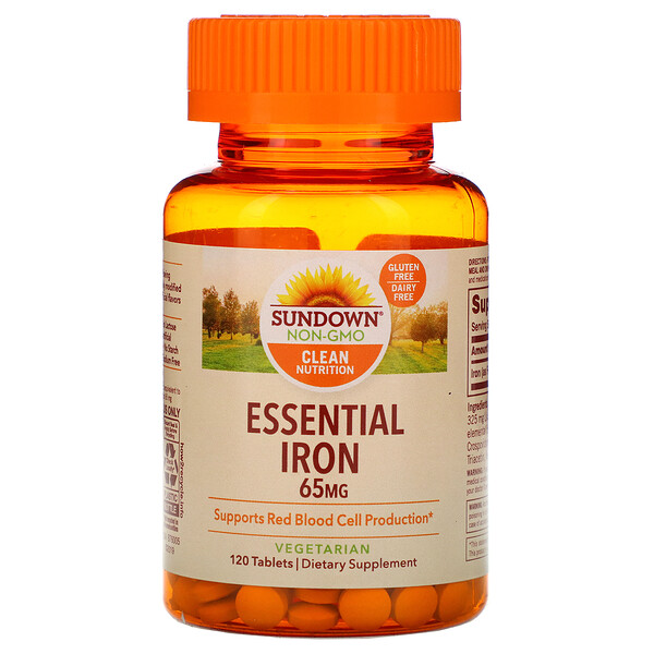 Sundown Naturals‏, Essential Iron, 65 mg, 120 Tablets