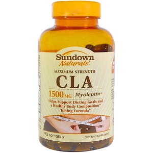 Sundown Naturals, КЛК максимальной эффективности, 1500 мг, 90 мягких желатиновых капсул