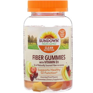 Отзывы о Сандаун Нэчуралс, Fiber Gummies with Vitamin D3, Assorted Fruit Flavors, 50 Gummies