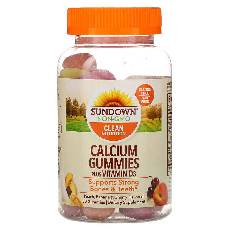 Sundown Naturals, Calcium Gummies, Plus Vitamin D3, Peach, Banana and