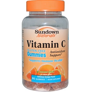 Sundown Naturals, Витамин С, без глютена, со вкусом апельсина, 90 желейных витаминов