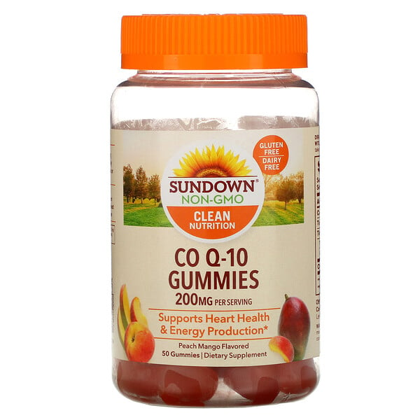 Co Q-10 Gummies, Peach Mango Flavored, 100 mg, 50 Gummies