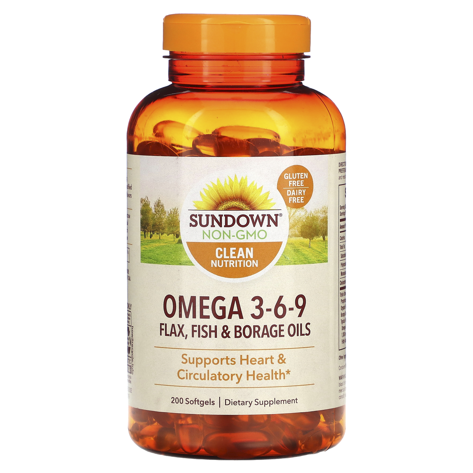 Sundown Naturals, Omega 369 Flax, Fish & Borage Oils, 200 Softgels