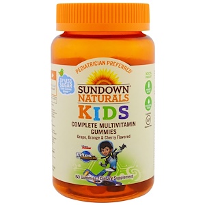 Sundown Naturals Kids, Детские жевательные мультивитамины, Майлз с другой планеты, со вкусом винограда, апельсина и вишни, 60 штук