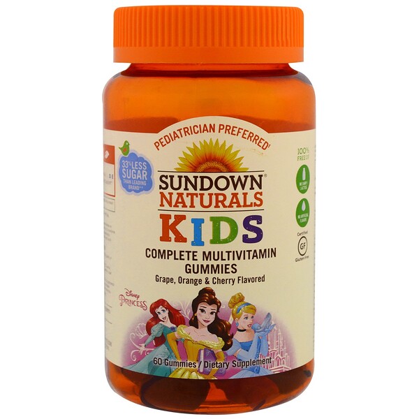 Sundown Naturals Kids, Complete Multivitamin Gummies, Disney Princess ...