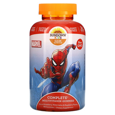 

Sundown Naturals Kids, Complete Multivitamin Gummies, Marvel Spiderman, Natural Strawberry, Watermelon & Raspberry, 180 Gummies