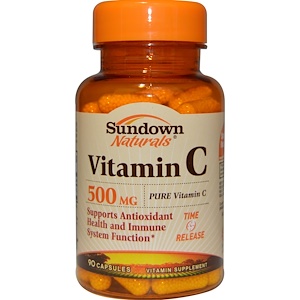 Sundown Naturals, Витамин С, 500 мг, 90 капсул