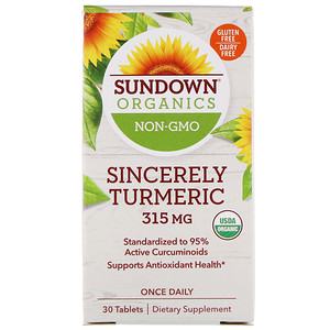 Отзывы о Sundown Organics, Sincerely Turmeric, 315 mg, 30 Tablets