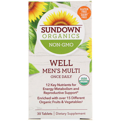 

Sundown Organics Well Men's Multivitamin, Once Daily, 30 Tablets