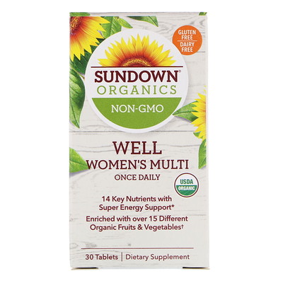 Sundown Organics Well Women's Multivitamin, Once Daily, 30 Tablets