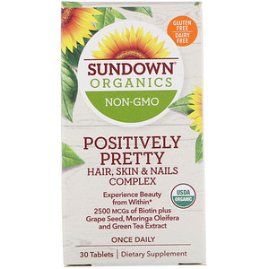 Отзывы о Sundown Organics, Positively Pretty, Hair, Skin & Nails Complex, 30 Tablets