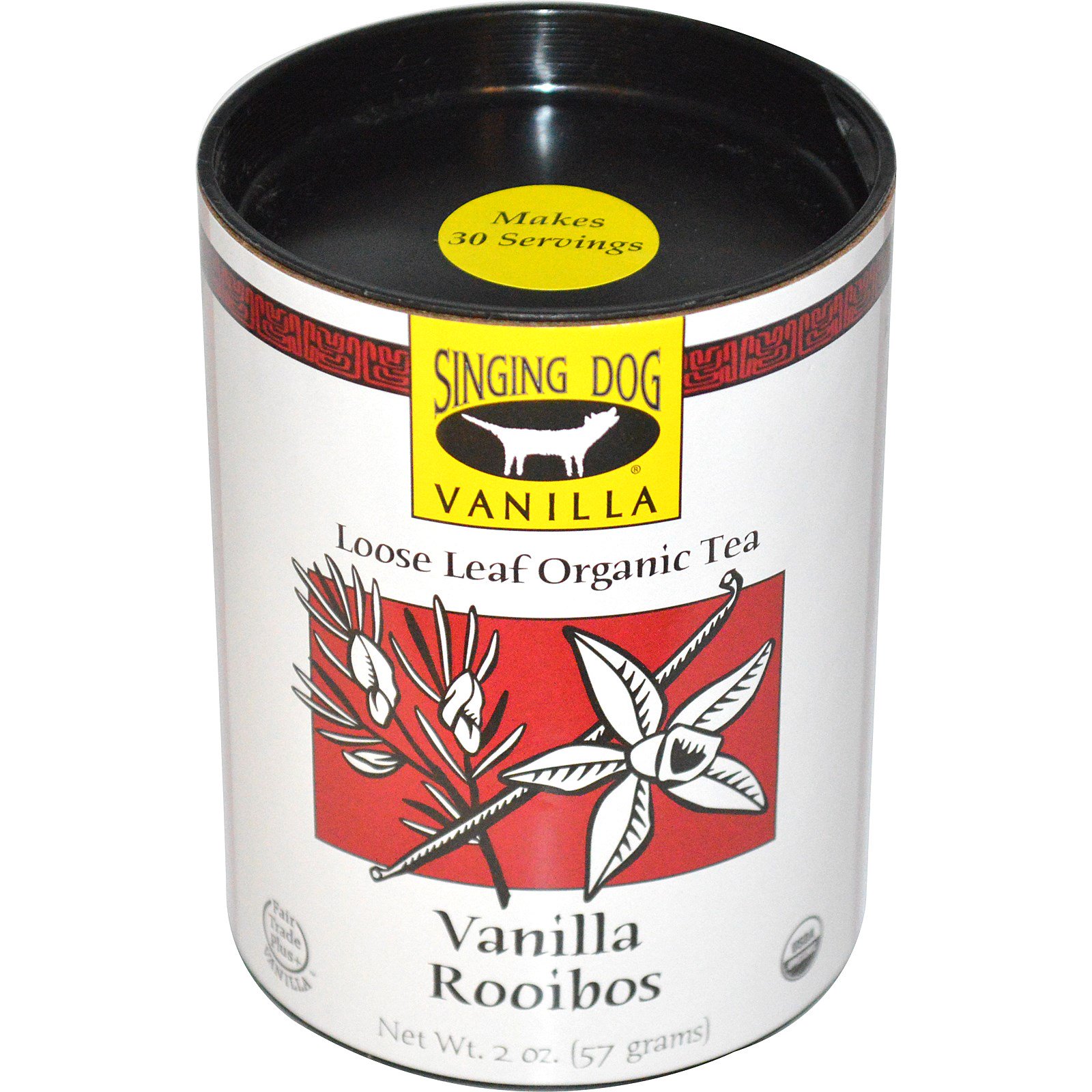 Singing Dog Vanilla, Loose Leaf Organic Tea, Vanilla Rooibos, Caffeine