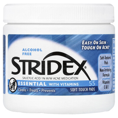 Stridex Essential with Vitamins Alcohol Free 55 Soft Touch Pads